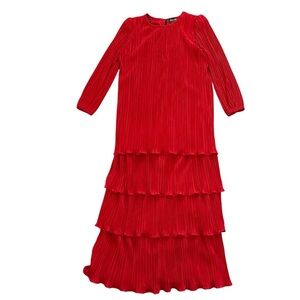 Vintage Mister Jay Red Layered Formal Dress Long Floor Length Gown 80s